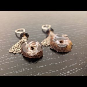 Two Tone Earth Rock Tassel Earrings